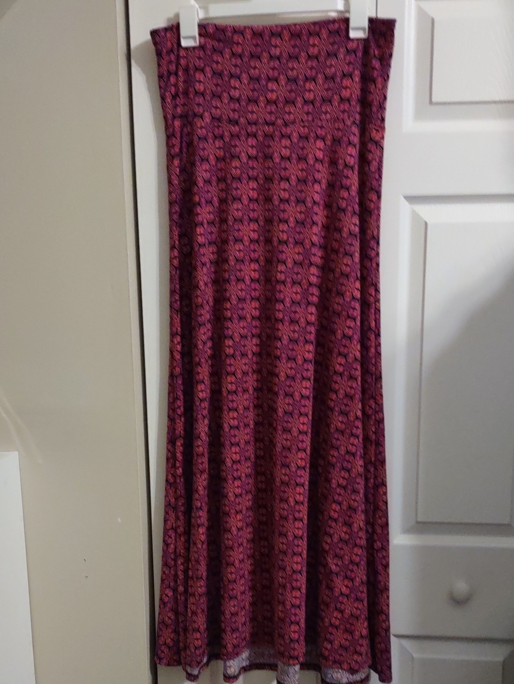 LuLaRoe Maxi Skirt in Burgundy and Pink Floral Print